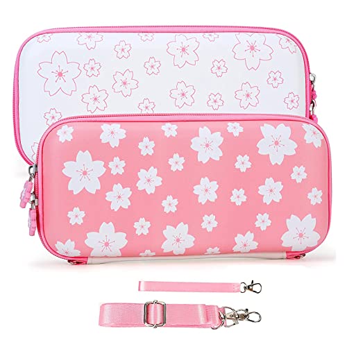 スイッチケース Switch 有機ELモデル対応 キャリングケース 収納バッグ ゲームカード8枚 旅行用 耐衝撃 全面保護 防塵 小物収納可 持ち運び便利 ピンク