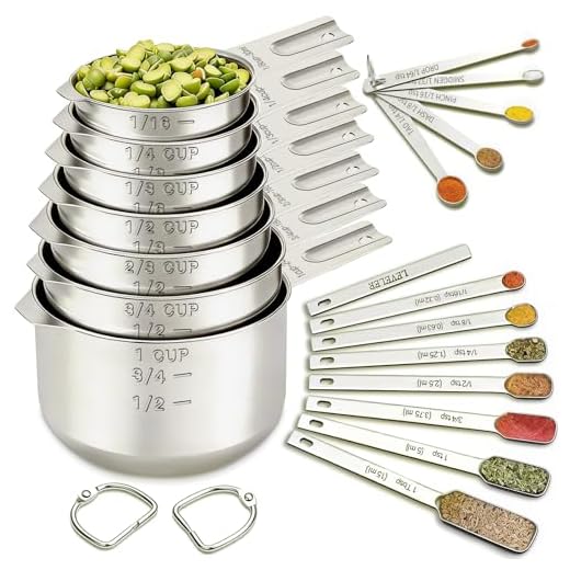 Measuring Cups and Spoons Set, 7 Stainless Steel Nesting Measuring Cups & 7 Spoons, 1 + Leveler & 5 Mini Measuring Spoons, Kitchen Measuring Spoons and Cups for Cooking & Baking, Set of 20