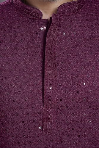 Image of DIVISIVE Men's Sequince Embroidered Cotton Blend Only Slim Fit Kurta