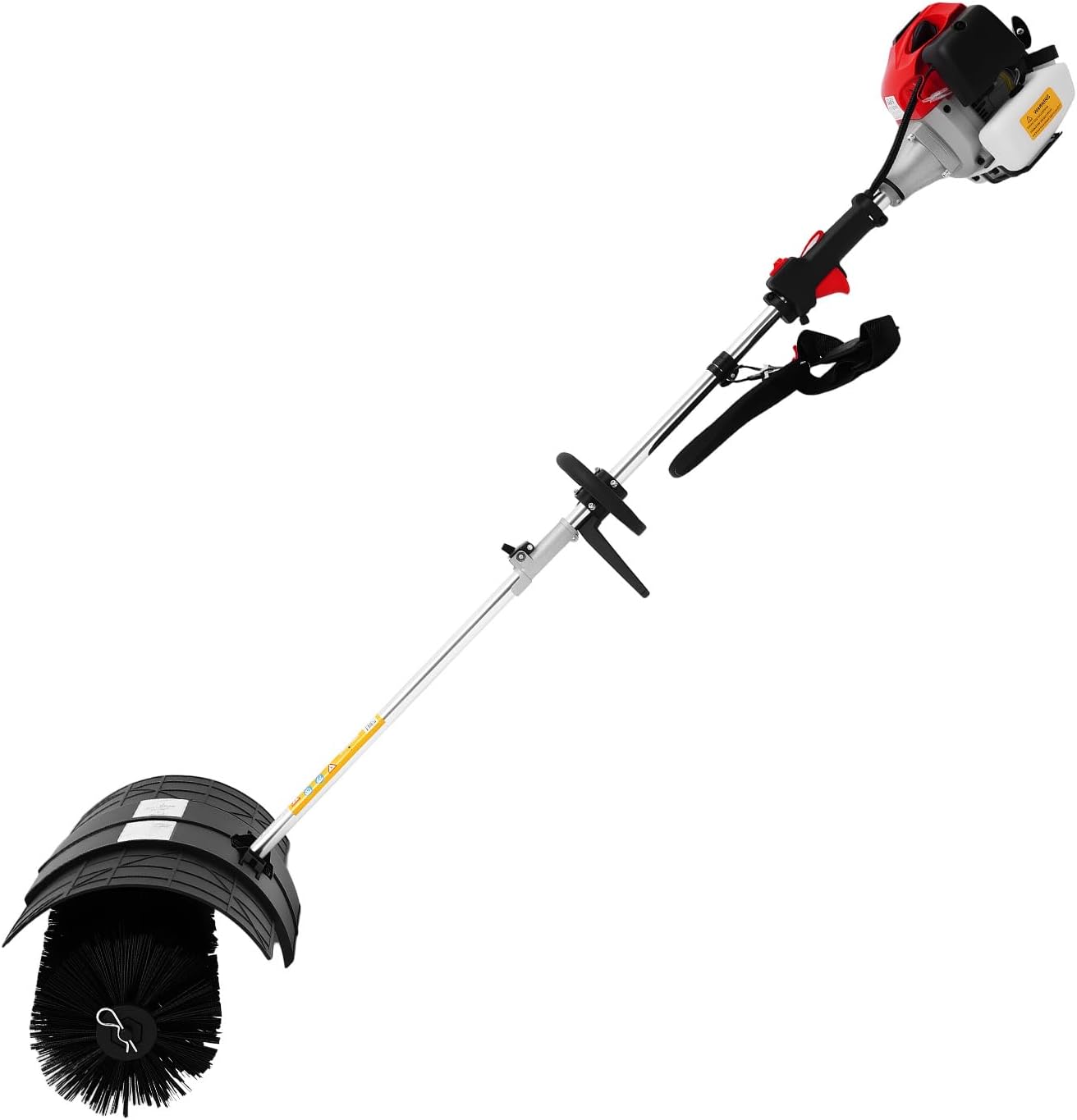 52cc Gas Handheld Sweeper Broom, Portable 2 Stroke Engine Power Lawn Sweeping Broom, 2.3HP Artificial Grass Brush Power Brooms, 1.7KW Gasoline Walk Behind Sweeper Push Brush for Street Farms Snow