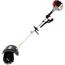 52cc Gas Handheld Sweeper Broom, Portable 2 Stroke Engine Power Lawn Sweeping Broom, 2.3HP Artificial Grass Brush Power Brooms, 1.7KW Gasoline Walk Behind Sweeper Push Brush for Street Farms Snow