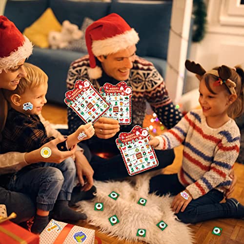 39Pcs Christmas Bingo Game For Kids Toddlers Adults, 24 Players Bingo Cards Christmas Games With 40Pcs Reward Stickers For Classroom Activities Family Party Favors Xmas Gifts Holiday Supplies #TOP4
