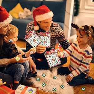 39Pcs Christmas Bingo Game for Kids Adults 24 Players Bingo Cards Christmas Games with Reward Stickers Xmas Activities Family Party Game 39Pcs Christmas Bingo Game for Kids Adults 24 Players Bingo Cards Christmas Games with Reward Stickers Xmas Activities Family Party Game
