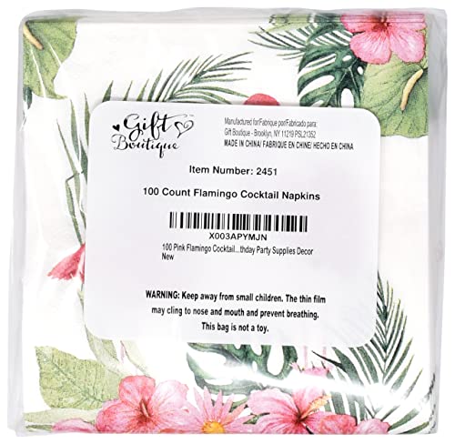 100 Pink Flamingo Cocktail Beverage Napkins Disposable Paper Tropical Flamingos Hawaiian Luau Beach Dessert Napkin For Summer Pool Nautical Wedding Bridal & Baby Shower Birthday Party Supplies Decor #TOP7