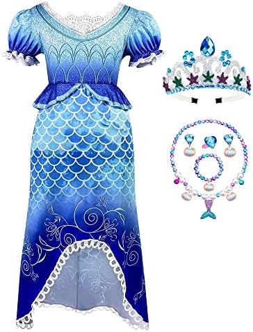 KVVFTT Girls Princess Mermaid Costume Cosplay Party Dress Little girls Mermaid Dress outfit with Accessories