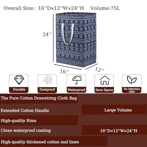 Image of Waterproof Laundry Hamper Collapsible Laundry Basket Extended Cotton Handle Laundry Bag Large Clothes Storage Toy Organization for Bathroom Bedroom Laundryroom College Dorms