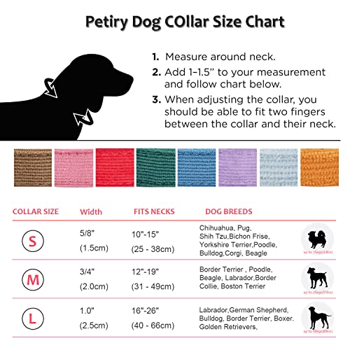 Petiry Soft Dog Collar with Safety Metal Buckle Adjustable Durable Comfort Velvet Corduroy Collars for Small Dogs,Red,Neck 25-38cm - Image 3