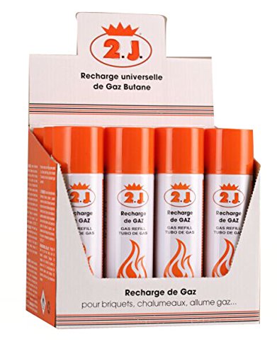 2J Lot de 12 Recharges De Gaz pour Briquet, Allume-gaz,Challumeau,Bricolage.- 250ml -
