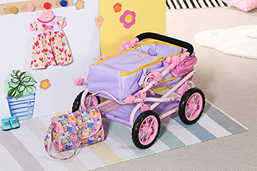 Zapf Creation 828649 BABY born Deluxe Pram Puppenwagen mit verstellbarer Griffhöhe und Wickeltasche, Puppenzubehör für Puppen fast jeder Größe – Bild 6