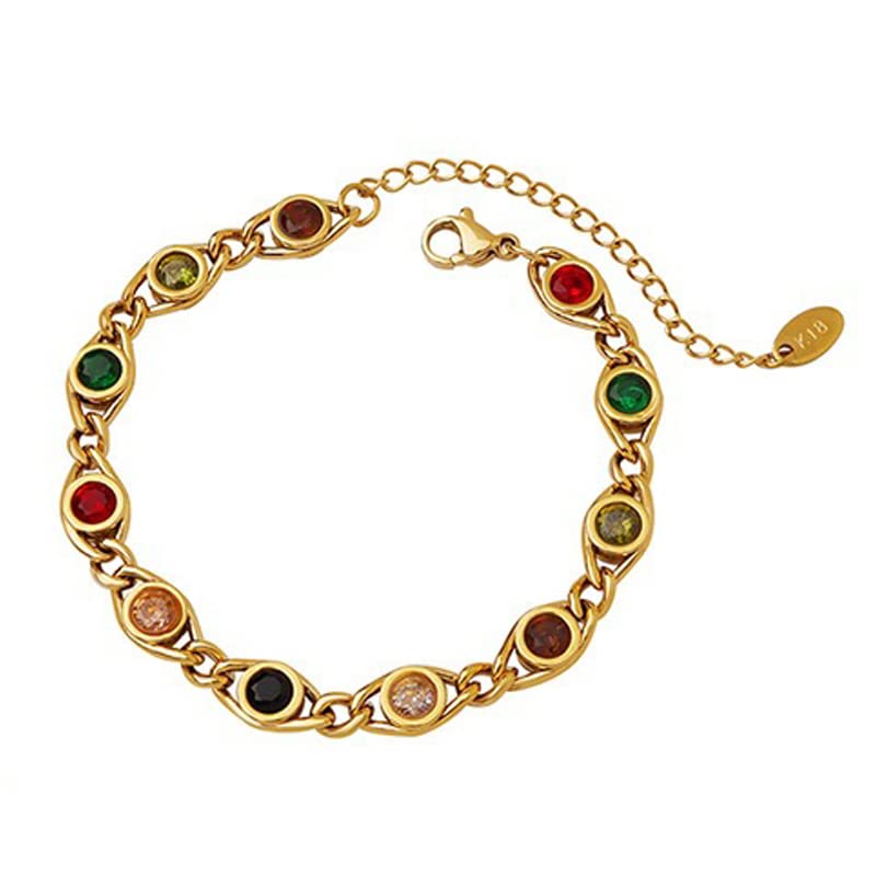 Exquisite 14K Gold Round Colorful Moissanite Beaded Bracelet, Shiny Round Cut Moissanite Bracelet, Niche Design Bracelet, Best Choice for Gifts