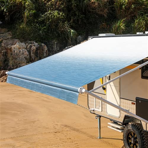 Aleko Rv Retractable 13X8 Feet Manual Awning 100% Pvc Canopy, Cover, Sun Shade, Shelter For Camper Trailer Or Patio - Blue Fade - Rvaw13X8Blue24 #TOP1