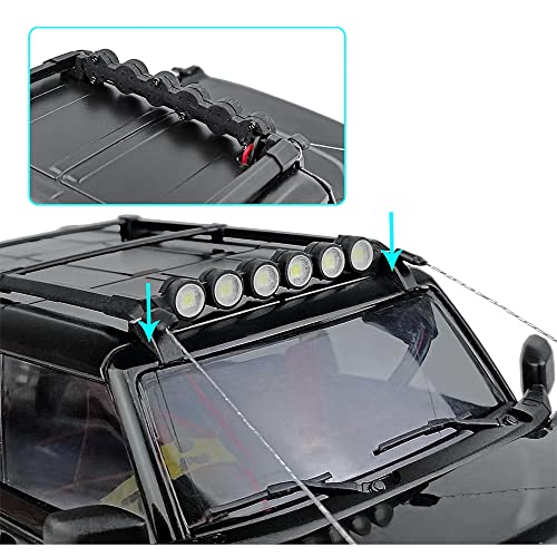 RCLIONS RC Roof Rack Light Bar 6LEDs Lamp for TRX4M Bronco 1/18th RC Crawler Car Upgrades Parts - Thumbnail 4