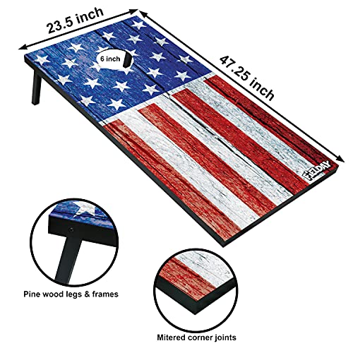image for JOYIN American Flag Cornhole Set, 4x2ft Regulation Size Cornhole Game 