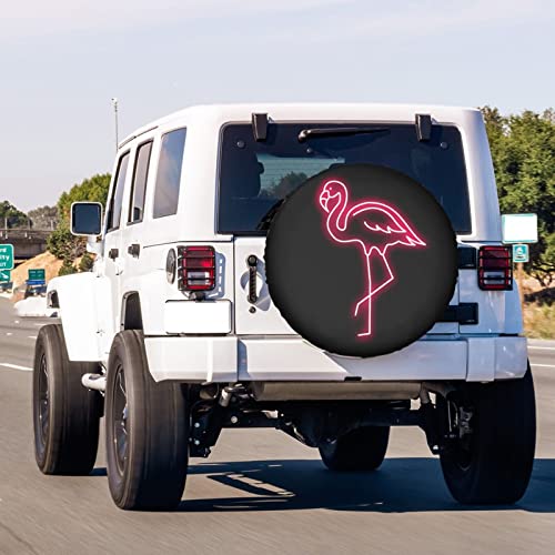 Image of Pink Flamingo Spare Tire Cover Dust-Proof Wheel Tire Cover Fit Trailer, RV, SUV and Many Vehicle 17 Inch