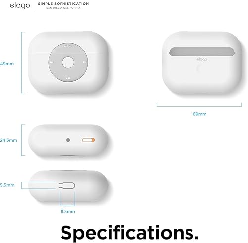 Miniatura 7 de elago AW6 - Funda compatible con AirPods Pro, diseño de reproductor de música retro clásico, silicona duradera, diseño clásico, soporta carga