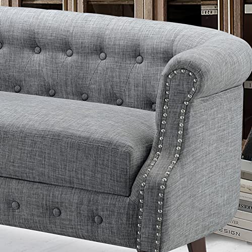 Rosevera Garner Chesterfield Settee Loveseat, Gray #TOP6