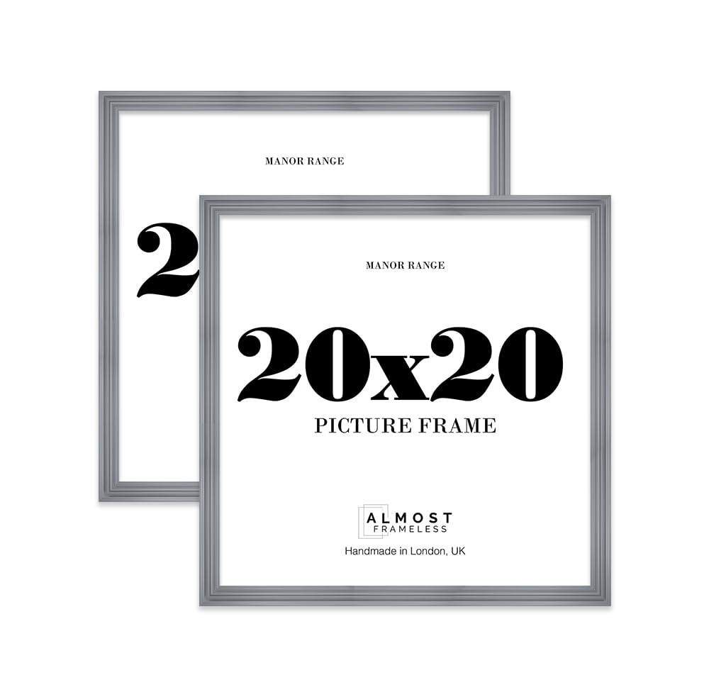 20x20 Picture Frame, Display 20x20 Pictures (50.8 x 50.8cm) - Scandi Grey Luxurious 42mm Edge Decorative Wall Display Frame - 2 Pack