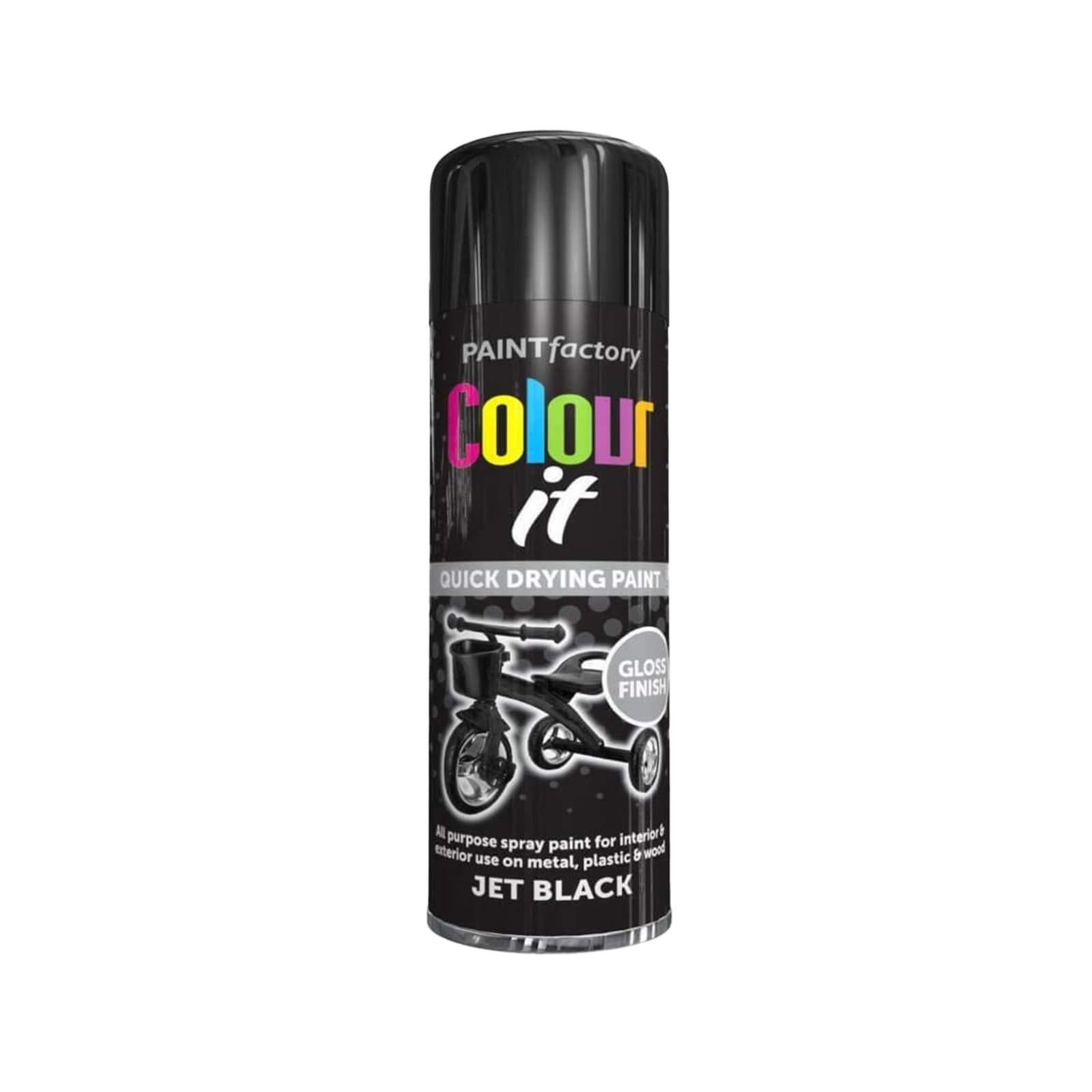 PEBBLE HUG Paint Spray Can 250ml 'Black Gloss' General Purpose, Fast Dry Excellent Coverage Adhesion, Plastic, Wood, Stone, Cardboard And Paper Gloss Finish (Pack of 1)