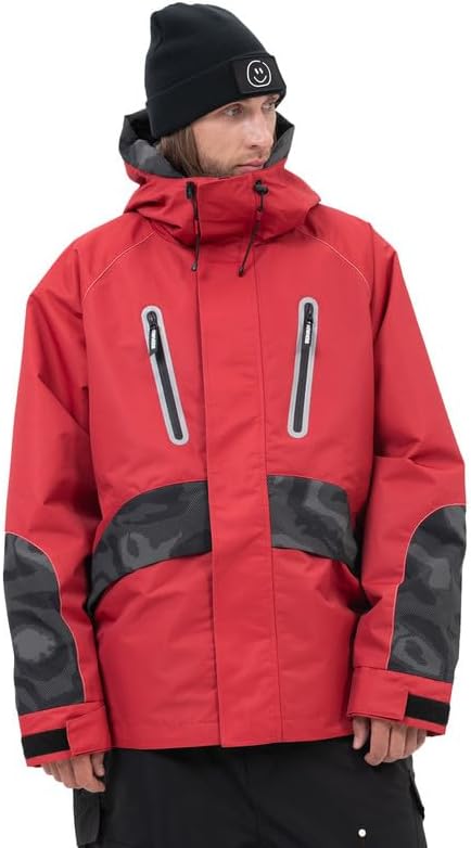 Snowshred Men's Camo Reflective Snow Jacket Waterproof Warm Ski Coat Hooded Snowboard Mountain Jacket for Winter Outdoor