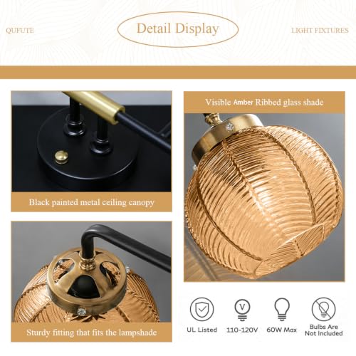 Image of 5 Light Glass Globe Wall Sconces Amber Modern Vanity Light Fixtures
