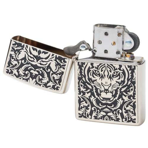 Encendedor Zippo de aceite con diseño plateado y número serial miniatura 5