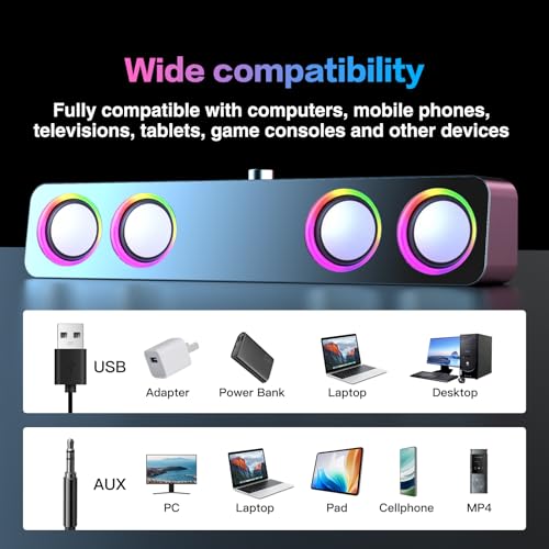 Altavoces de computadora para PC sonido nitido Elimavi control de volumen facil conector 3.5mm 6