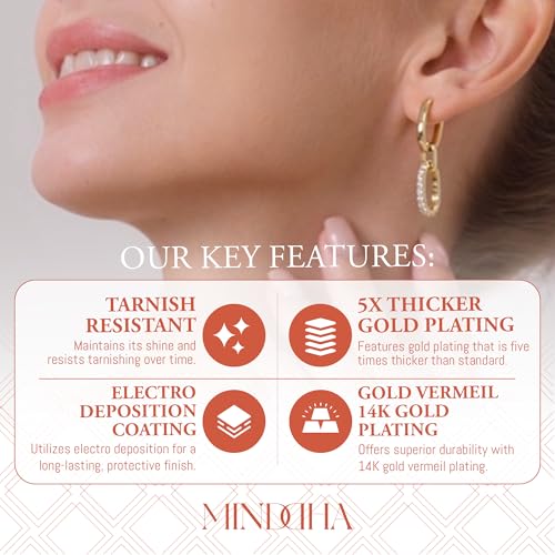 MINDDHA 14K/18K Gold Plated Paperclip Link Dangle Earrings for Women - Trendy, Lightweight, 925 Sterling Silver Post Statement Earrings for Women - Elegant Gold Jewelry for Christmas Gifts - 35x14mm3