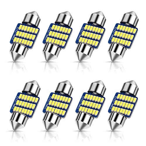 vsshe Auto Innen Beleuchtung,8PCS 31MM 300 Lumen 3 Watt Lumen Canbus 12v LED Innenbeluchtung Plug and Play Innenlichtleiste Sparen Hitzebeständig Xenon Weiß