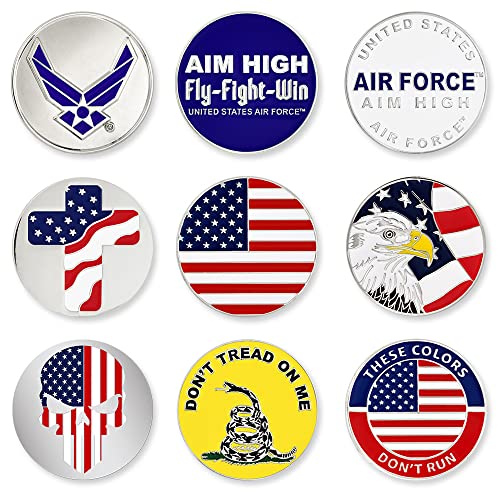 PinMart 公式ライセンス アメリカ空軍 ゴルフボールマーカー 9本パック – ゴルフアクセサリー 男女兼用 – 磁気ゴルフボールマーカーの商品画像（Amazon）