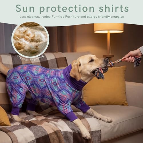 Image of Dog Anxiety Relief Pajamas, Dog Sun Protection UV Shirt for Medium Small Large Dogs, Breathable UPF 50+ Pet Clothes for Outdoor, Travel, Beach Gear