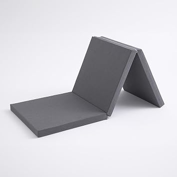 Homedius Asos Sponge 3 Folding Bed Folding Floor Bed Single Sponge Folding Cushion Bed 70x180x6 cm Grey