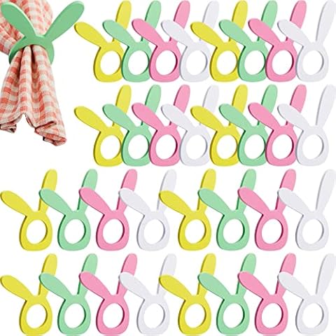 Patelai 32-Piece Easter Bunny Napkin Rings Cover