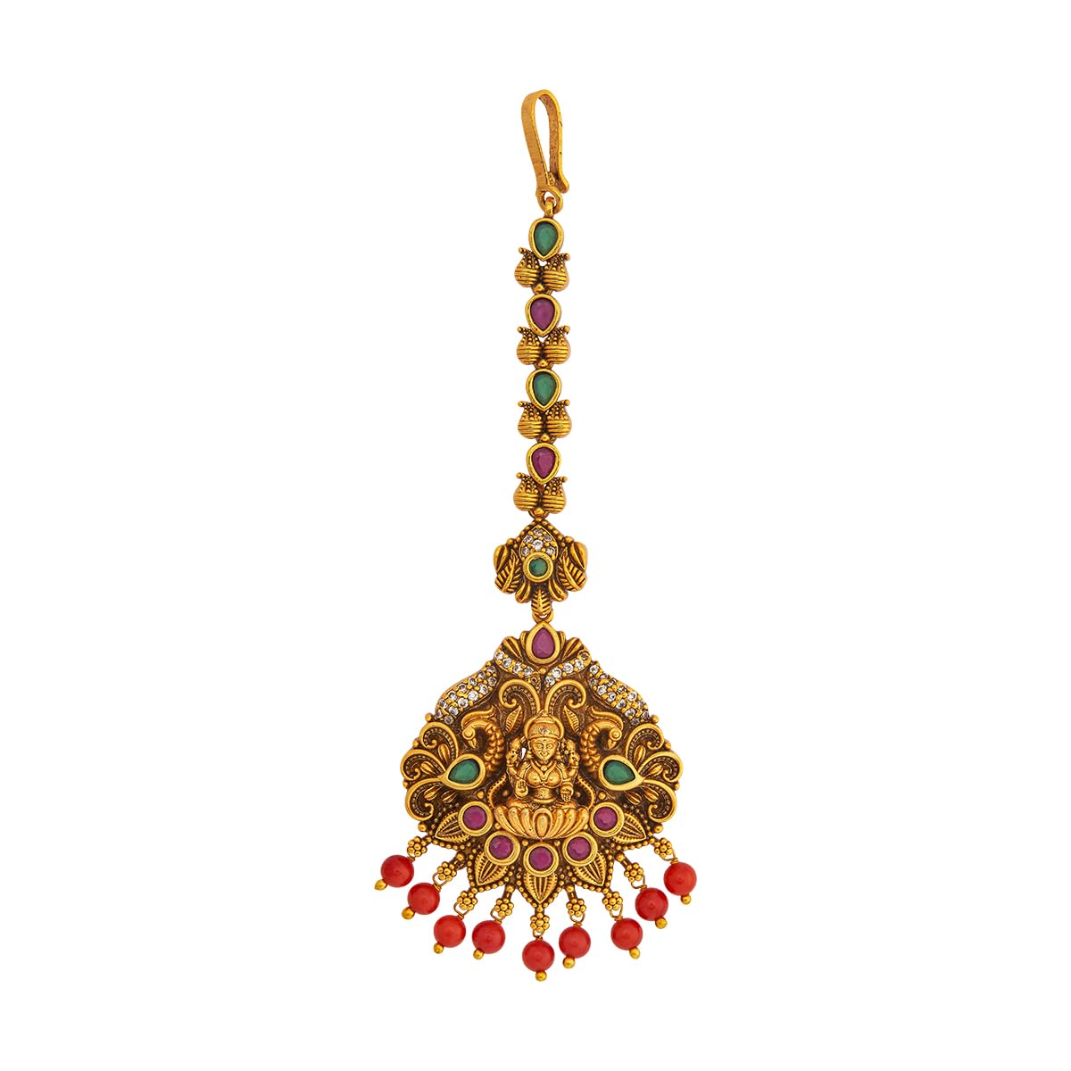 Fashion Jewellery RBY GRN CRL Gold Polished Copper Antique Tikka, Best for Bridesmaid & Special Occasion - 442572-image-40