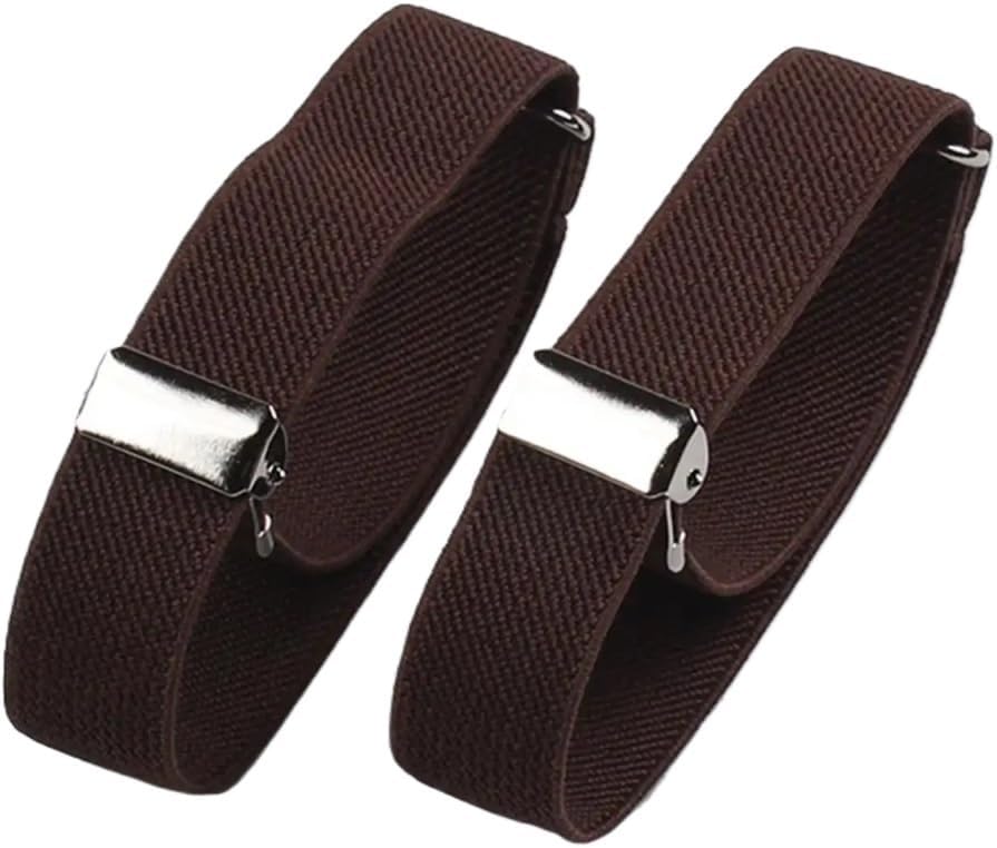 Sleeve Garters 5Pairs Elastic Armband Shirt Sleeve Holder Women Men Adjustable Mens Garters Holders Non-Slip Arm Cuffs Bands For Wedding(Coffee)