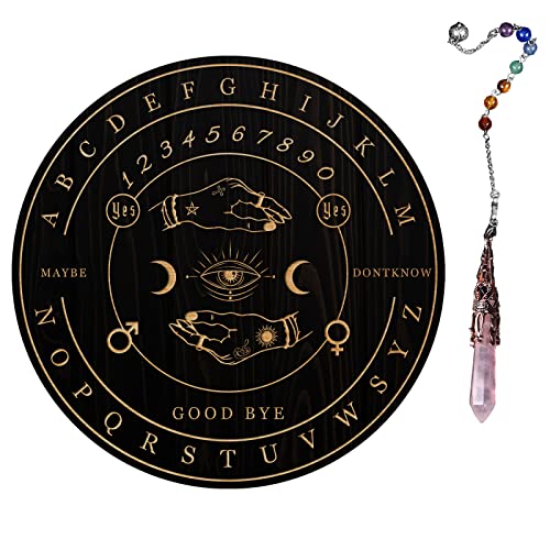 AHANDMAKER Pendel Brett esoterik ja Nein rund Stern einsteiger Message Brett hexen Pendel Set Enthält Pendel Hand Auge Mond