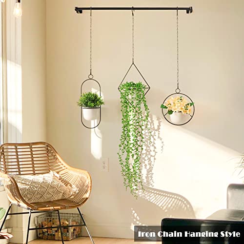 Hanging Planters For Indoor Plants Holder - Window Plant Hanger Indoor With 3 Ceramic Pots Wall Ceiling Home Office Outdoor Herb Garden Decor #TOP2
