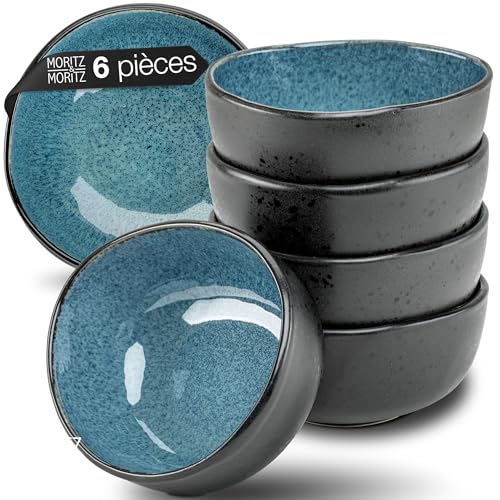 Moritz & Moritz Ensemble de bols à muesli ORGANIC 6 pièces Bleu, bols en grès dans un design moderne, capacité d'environ 500 ml, dégradé de couleur unique, robuste et adapté au lave-vaisselle