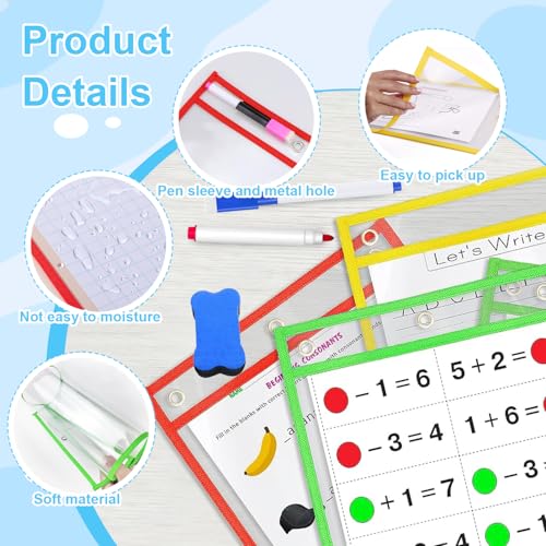 10 Stück Dry Erase Pockets Dry Erase Taschen a4 Dry Erase Taschen Dry Erase Dry Erase Mat Lehrerbedarf Wiederverwendbar Trocken Abwischbar Taschen Trocken A Bwischbar Taschen Schule Büro Abwischbar