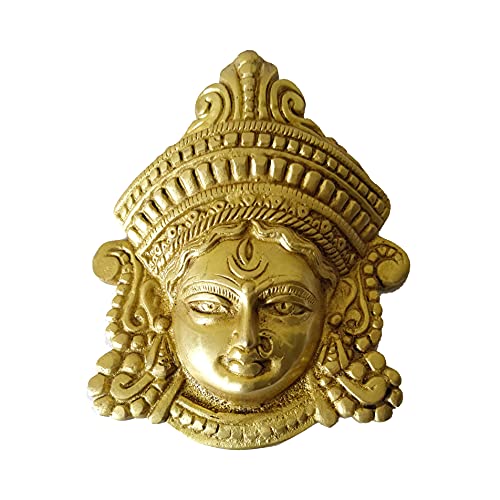 Guru Jee™ Brass Durga Mata Face Statue Mata Rani Ma Durga Wall Decor Maa Durga Face Idol For Home Decor Puja Temple Mandir Showpiece Gifts, Gold, Small, Mn-Jgj-Durga-F-S #TOP2