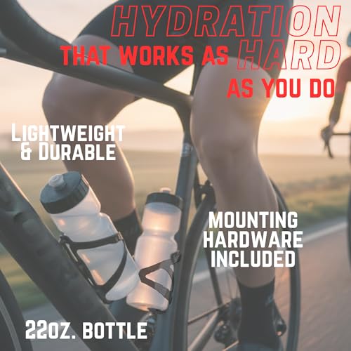 Combo Portabotellas y Botellas para Bicicleta 50 Strong - Pack de 2 Botellas Deportivas de 22 oz con Tapa de Jalado y Portabotellas de Plástico - Negro miniatura 6