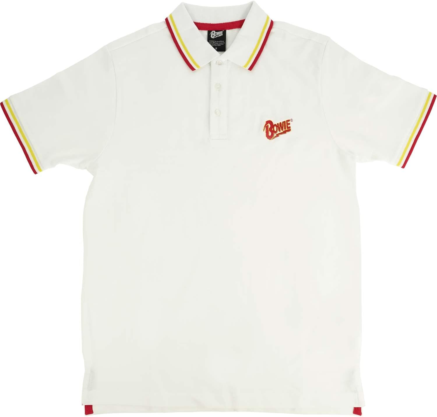 David Bowie Men's Flash Logo (Import) Polo Shirt Large White