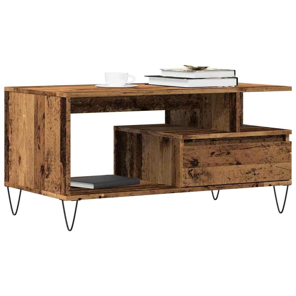 Table de canapé stable style industriel avec grand rangement pour petit salon