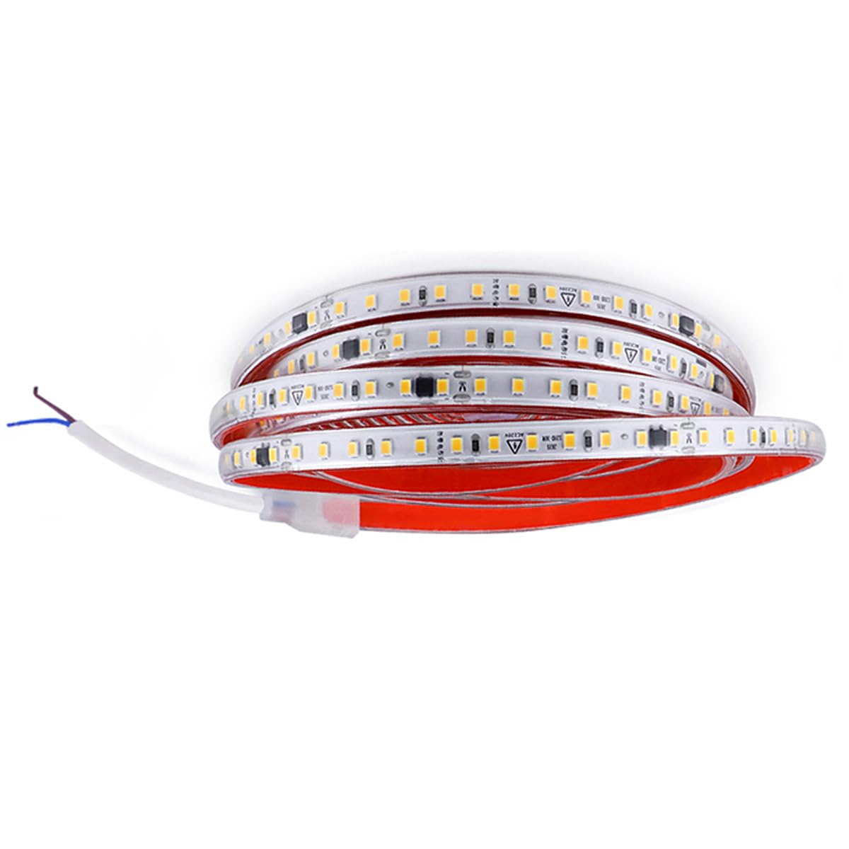 FOLGEMIR 4m Warmweiß LED Band mit IC, direkt an AC 220V, selbstklebend, 2835 SMD 120 Leds/m Streifen, helle Beleuchtung, IP65 wasserdicht
