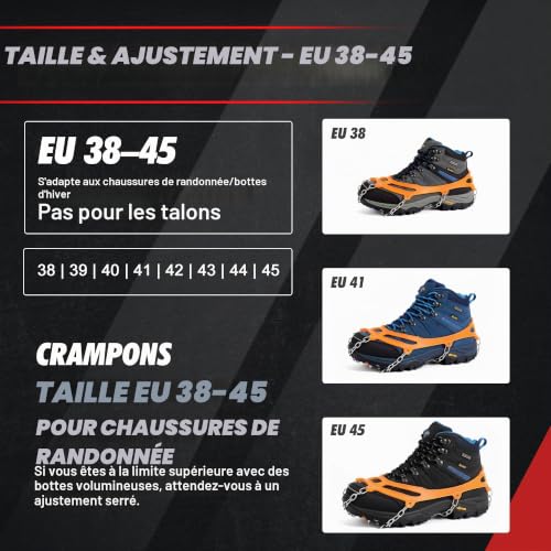 MuscleForge Crampons pour la Randonnée et l’Alpinisme – 8 Pointes en Acier Inoxydable, Antidérapants Neige & Glace, Chaînes de Traction pour Chaussures, Matériau TPE Résistant au Froid, – vue 6
