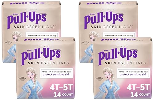 Image of Pull-Ups Girls' Skin Essentials Potty Training Pants, Training Underwear, 4T-5T (38-50 lbs), 14 Ct (Pack of 4)