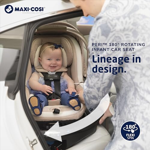 Image of Maxi-Cosi Peri 180 Rotating Infant Car Seat, Baby Car Seat Rotating Carseat, Natural Heritage