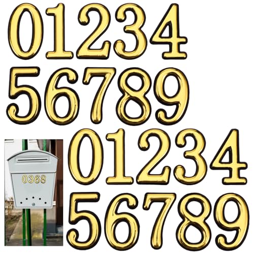 20 PCS Mailbox Numbers for Outside 2 Inch 0-9 House Numbers for Mailbox Gold 3D Mailbox Numbers Self Adhesive Door Address Numbers Stickers for Mailbox, Apartment, House, Trash Bins, Office