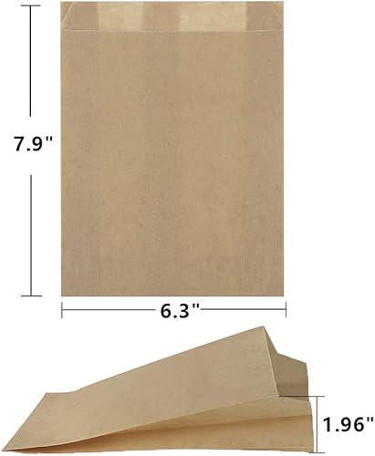 Miniatura 7 de BagDream Bolsas de papel para sándwich de 7.9 x 6.3 x 1.96 pulgadas, 200 unidades sellables con calcomanías de agradecimiento, bolsas de papel de