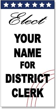 Elect Your Name District Clerk Custom Black Blue Red Decal Sticker Store Sign Sticks to Any Surface