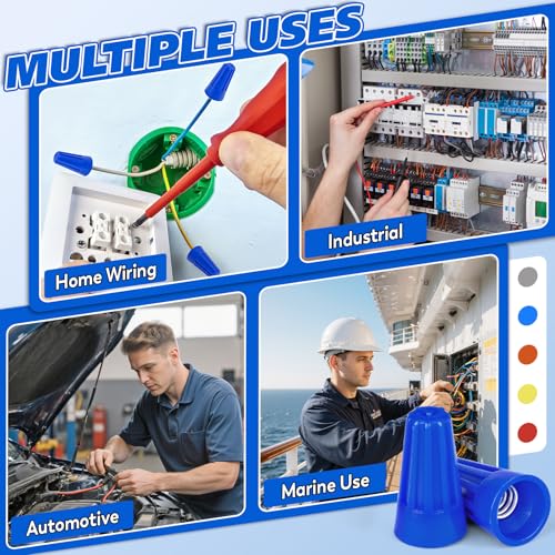 Crweety 400 Pcs Blue Wire Connectors Nuts, 22-14 AWG Electrical Wire Connectors, Twist-on Electrical Wire Caps, Sturdy Wire Caps Insulated for Quick Connection
